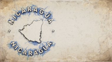Nikaragua Eski Ülke Pul Haritası Eskimiş Kağıt