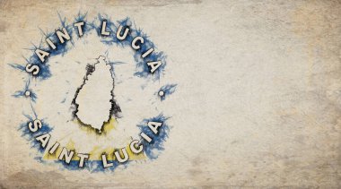 Yıpranmış Kağıt Üzerine Aziz Lucia Eski Ülke Damga Haritası