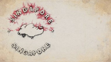 Eskimiş Kağıt Üzerine Singapur Eski Ülke Damga Haritası