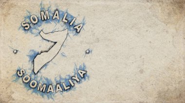 Yıpranmış Kağıt Üzerine Somali Vintage Ülke Damga Haritası