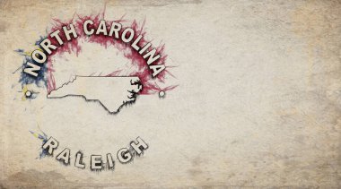 Yıpranmış Kağıt üzerinde Kuzey Carolina Vintage Ülke Damga Haritası