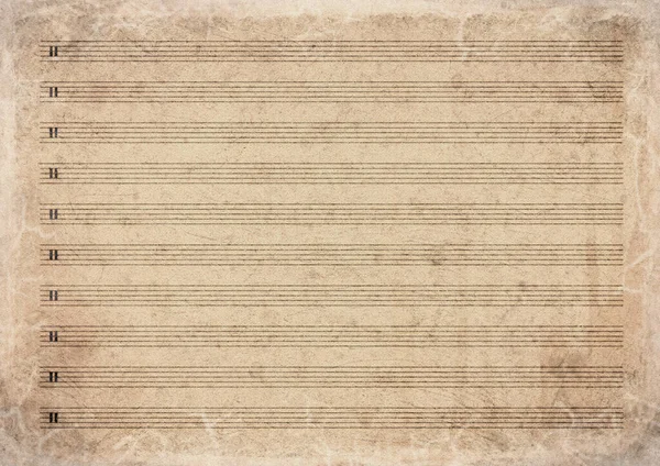 Eski 10 Personel Tarafsız Anahtarlı Manzara Müzik Kağıdı, Lekeli Retro Kağıt