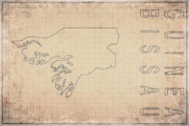 Antika Gine Bissau Haritası Yaşlanmış Kağıt, Tarihi Harita