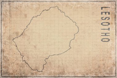 Eski Kağıt, Tarihi Harita Lesotho Antika Haritası