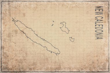 Yeni Kaledonya 'nın Eski Kağıt Tarihi Haritası