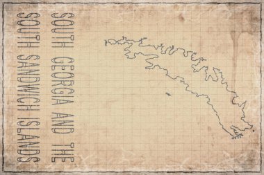 Güney Georgia 'nın Antik Haritası ve Yıllanmış Kağıt üzerinde Güney Sandviç Adaları, Tarihi Harita