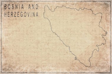 Bosna-Hersek 'in Eski Kağıt ve Tarihi Haritası Üzerine Antik Harita