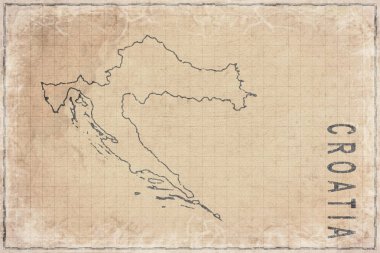 Hırvatistan 'ın Eski Kağıt ve Tarihi Haritası Üzerine Antik Haritası