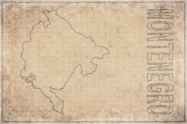 Karadağ 'ın Eski Kağıt ve Tarihi Haritası Üzerine Antik Harita