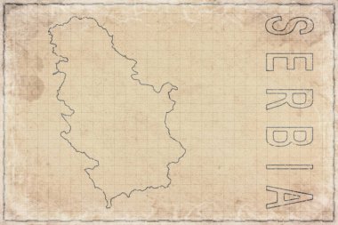 Sırbistan 'ın Eski Kağıt ve Tarihi Haritası Üzerine Antik Harita