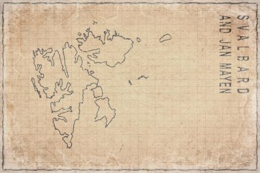 Svalbard 'ın Antika Haritası ve Jan Mayen Yaşlanmış Kağıt, Tarihi Harita