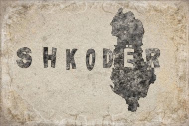 Arnavutluk Şkodra Haritası ve Beyaz Harf Tasarımı