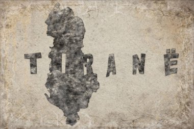 Arnavutluk Tiran Haritası ve Beyaz Harf Tasarımı