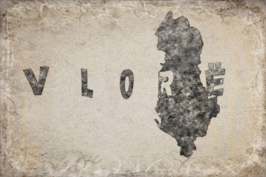 Arnavutluk Vlora Haritası ve Beyaz Harf Tasarımı