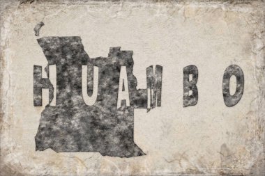 Angola Huambo Haritası ve Beyaz Harf Tasarımı