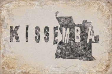Angola Kissemba Haritası ve Beyaz Harf Tasarımı