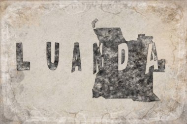 Angola Luanda Haritası ve Beyaz Harf Tasarımı