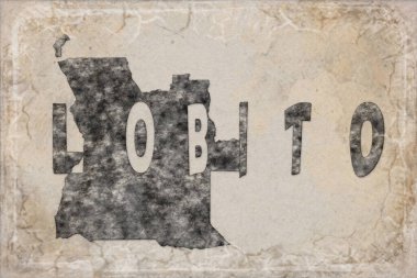 Angola Lobito Haritası ve Beyaz Harf Tasarımı