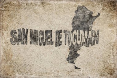 Arjantin San Miguel de Tucuman Haritası ve Beyaz Harf Tasarımı