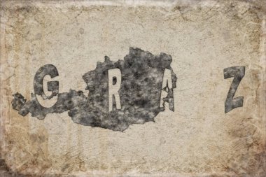 Avusturya Graz Haritası ve Beyaz Harf Tasarımı