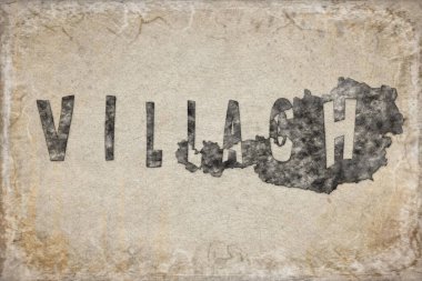 Avusturya Villach Haritası ve Beyaz Harf Tasarımı