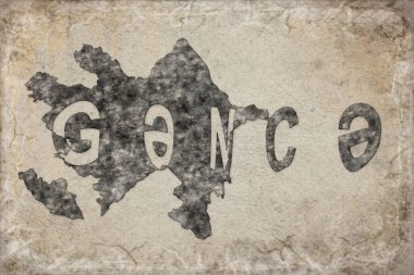 Azerbaycan Ganja Haritası ve Beyaz Harf Tasarımı