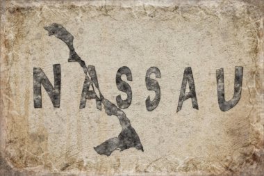 Bahamalar Nassau Haritası ve Beyaz Harf Tasarımı