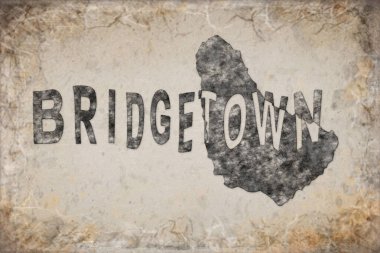 Barbados Bridgetown Haritası ve Beyaz Harf Tasarımı