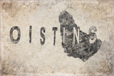 Beyaz üzerine Barbados Oistins Haritası ve Harf Tasarımı