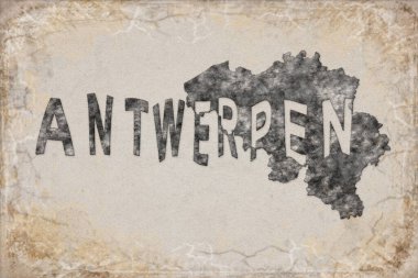 Belçika Antwerp Haritası ve Beyaz Harf Tasarımı