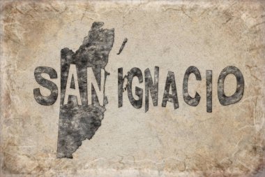 Belize San Ignacio Haritası ve Beyaz Harf Tasarımı