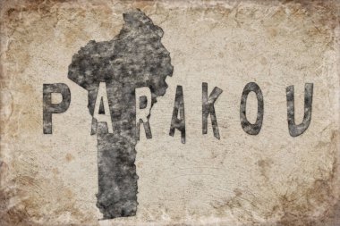 Benin Parakou Haritası ve Beyaz Harf Tasarımı