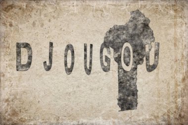 Benin Djougou Haritası ve Beyaz Harf Tasarımı