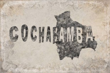 Bolivya Cochabamba Haritası ve Beyaz Harf Tasarımı