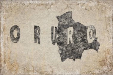 Bolivya Oruro Haritası ve Beyaz Harf Tasarımı