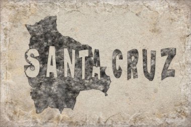 Bolivya Santa Cruz Haritası ve Beyaz Harf Tasarımı