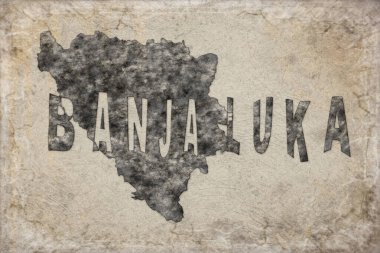 Bosna-Hersek Banja Luka Haritası ve Beyaz Harf Tasarımı