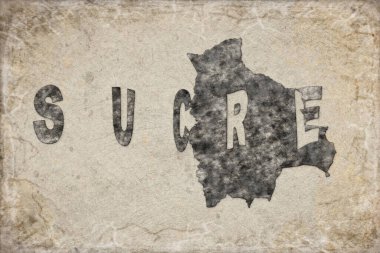 Bolivya Sucre Haritası ve Beyaz Harf Tasarımı