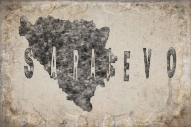 Bosna-Hersek Saraybosna Haritası ve Beyaz Harf Tasarımı