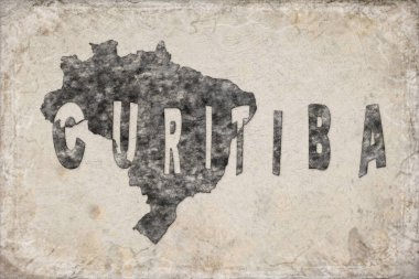 Brezilya Curitiba Haritası ve Beyaz Harf Tasarımı