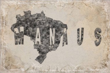 Brezilya Manaus Haritası ve Beyaz Harf Tasarımı