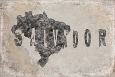 Brezilya Salvador Haritası ve Beyaz Harf Tasarımı