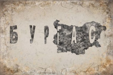 Bulgaristan Burgaz Haritası ve Beyaz Harf Tasarımı
