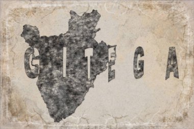 Burundi Gitega Haritası ve Beyaz Harf Tasarımı