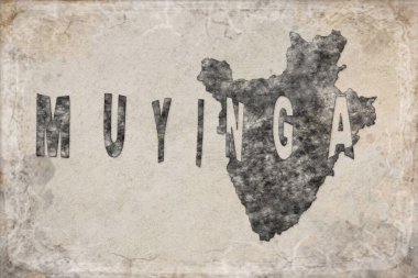 Burundi Muyinga Haritası ve Beyaz Harf Tasarımı