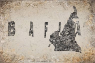 Kamerun Bafia Haritası ve Beyaz Harf Tasarımı