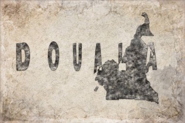 Kamerun Douala Haritası ve Beyaz Harf Tasarımı