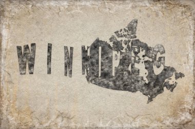 Kanada Winnipeg Haritası ve Beyaz Harf Tasarımı