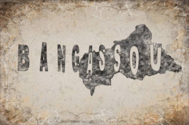 Orta Afrika Cumhuriyeti Bangassou Haritası ve Beyaz Harf Tasarımı