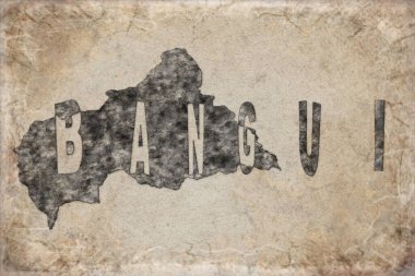 Orta Afrika Cumhuriyeti Bangui Haritası ve Beyaz Harf Tasarımı